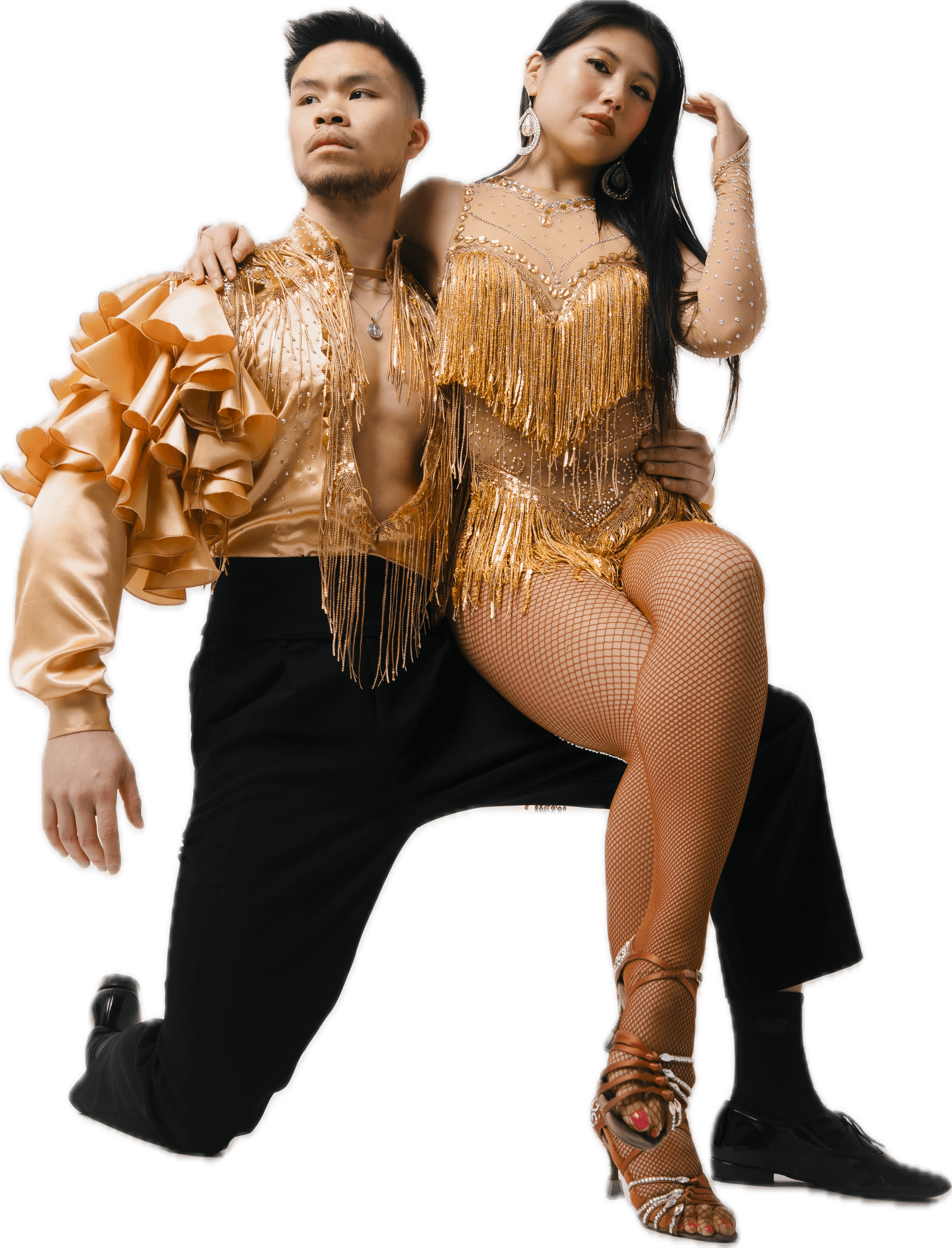 Salsa dancers in motion